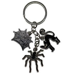 Obrázek z Klíčenka halloween kov (12) - kočka, pavučina, pavouk 